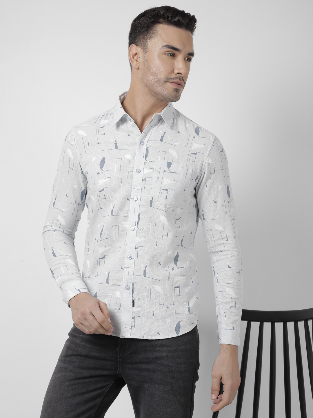 Numero Uno Men Abstract Blue Shirt